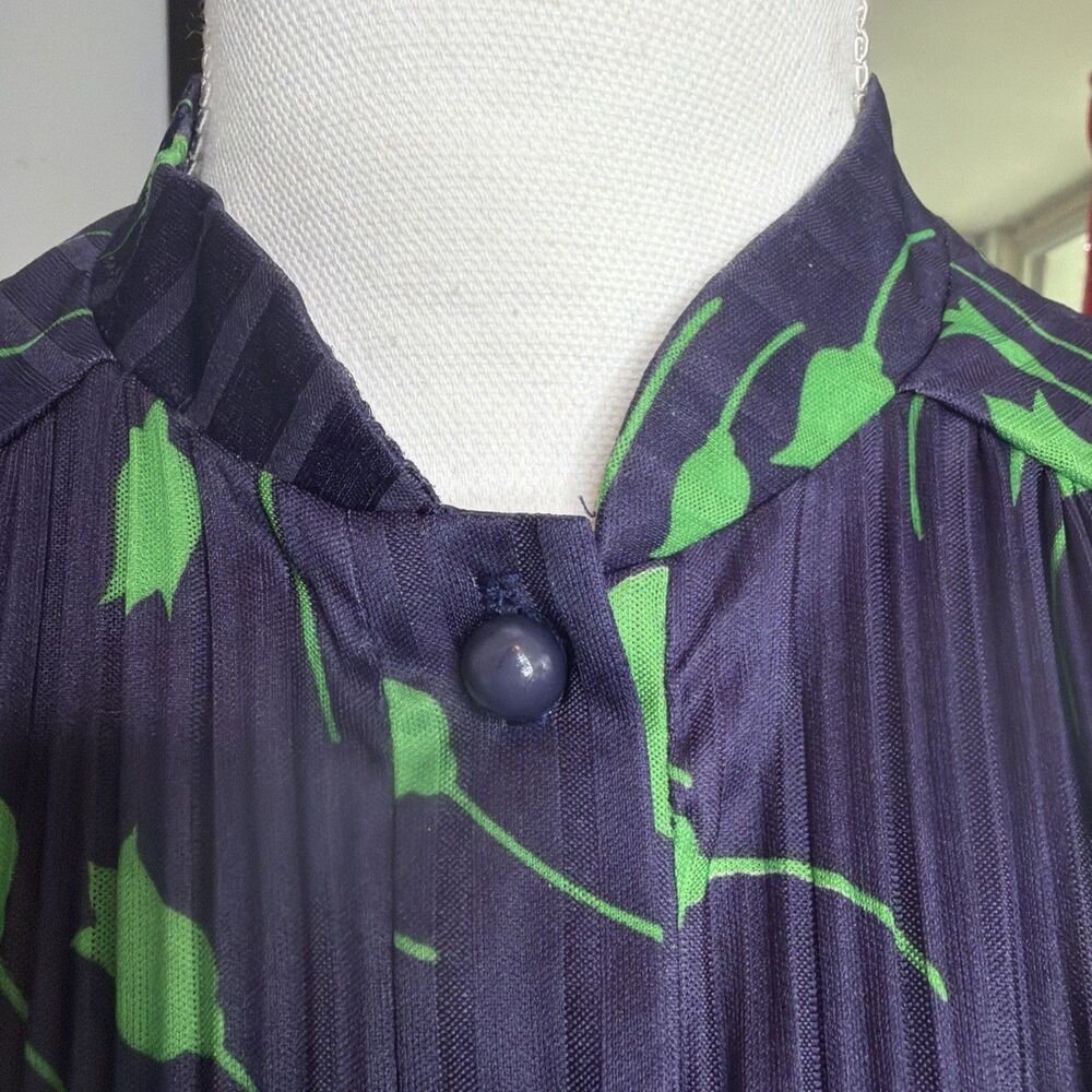 Vintage Julie Francis Botanical Tulip Print Pleated Blouse Made in England 10 - Picture 3 of 8